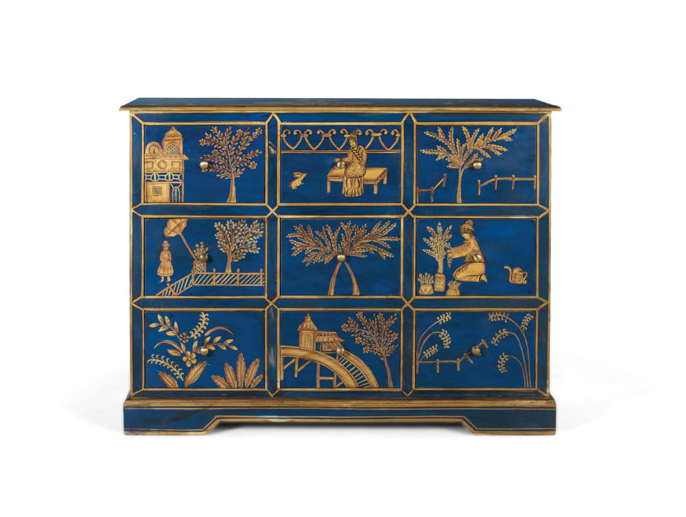 Buffet avec 9 tiroirs peints à la main et accents dorés — Beyit