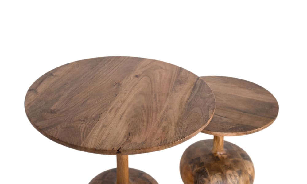 Set aus zwei Beistelltischen aus massivem Mangoholz - Maisons Du