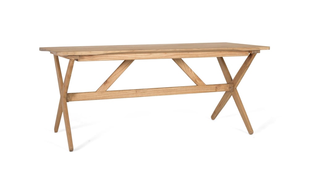 Rechteckiger Tisch aus massivem, handgefertigtem Mindi-Holz 150
