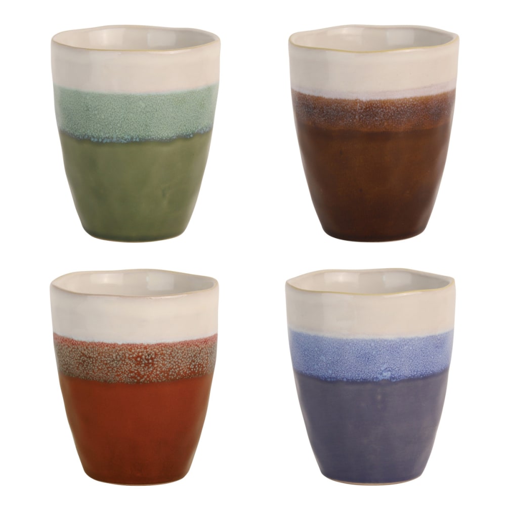 Set de 4 gobelets à café en grès couleurs réactives multicolore