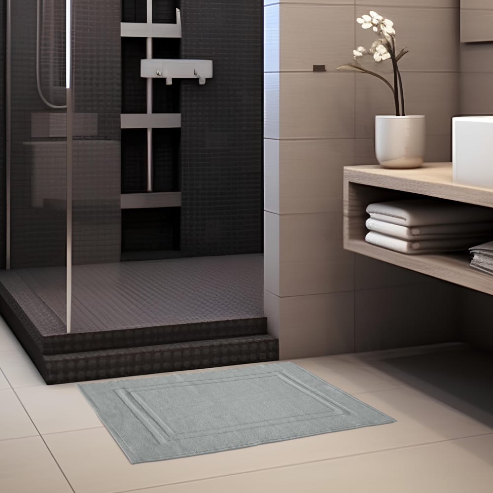 tapis de douche uni 50x70cm 100% Coton - Gris clair — vue 3
