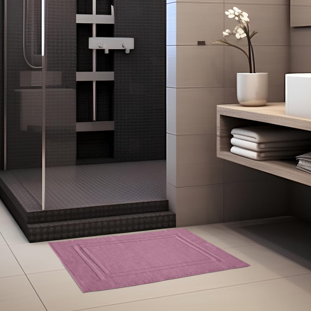 Tapis de douche uni 50x70cm 100% Coton - Rose — vue 3