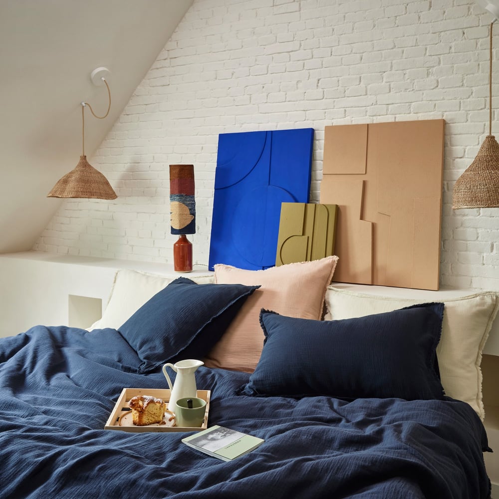 Housse de couette en coton bleu 100x140 cm