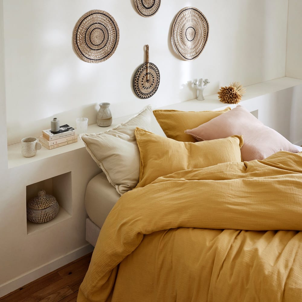 Housse de couette en coton jaune 240x220 cm