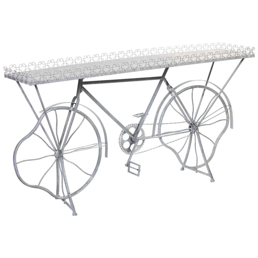 Range-vélos en métal vieilli gris 177,17x41,28x92,71h cm