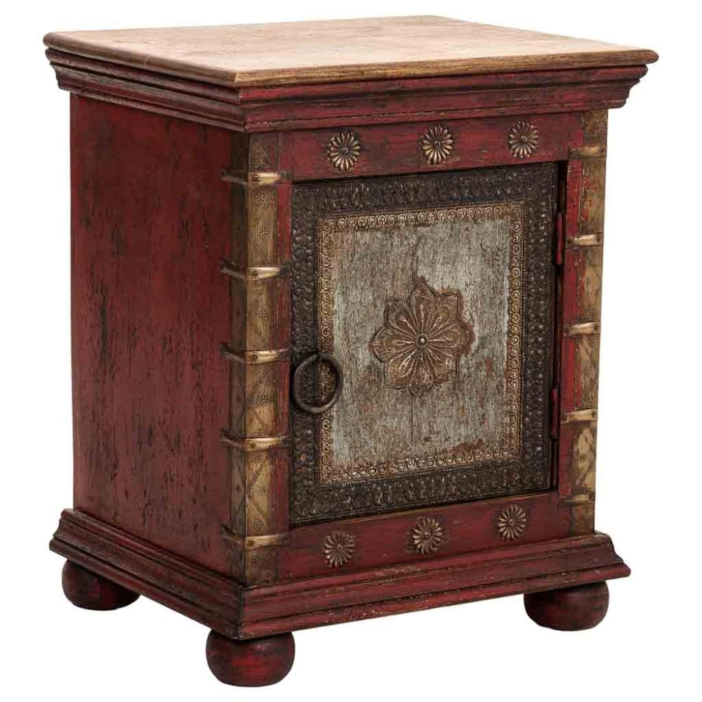Wanderlust deco Nachttisch aus Holz, 50x40x59, Rot style exotic Rot Holz