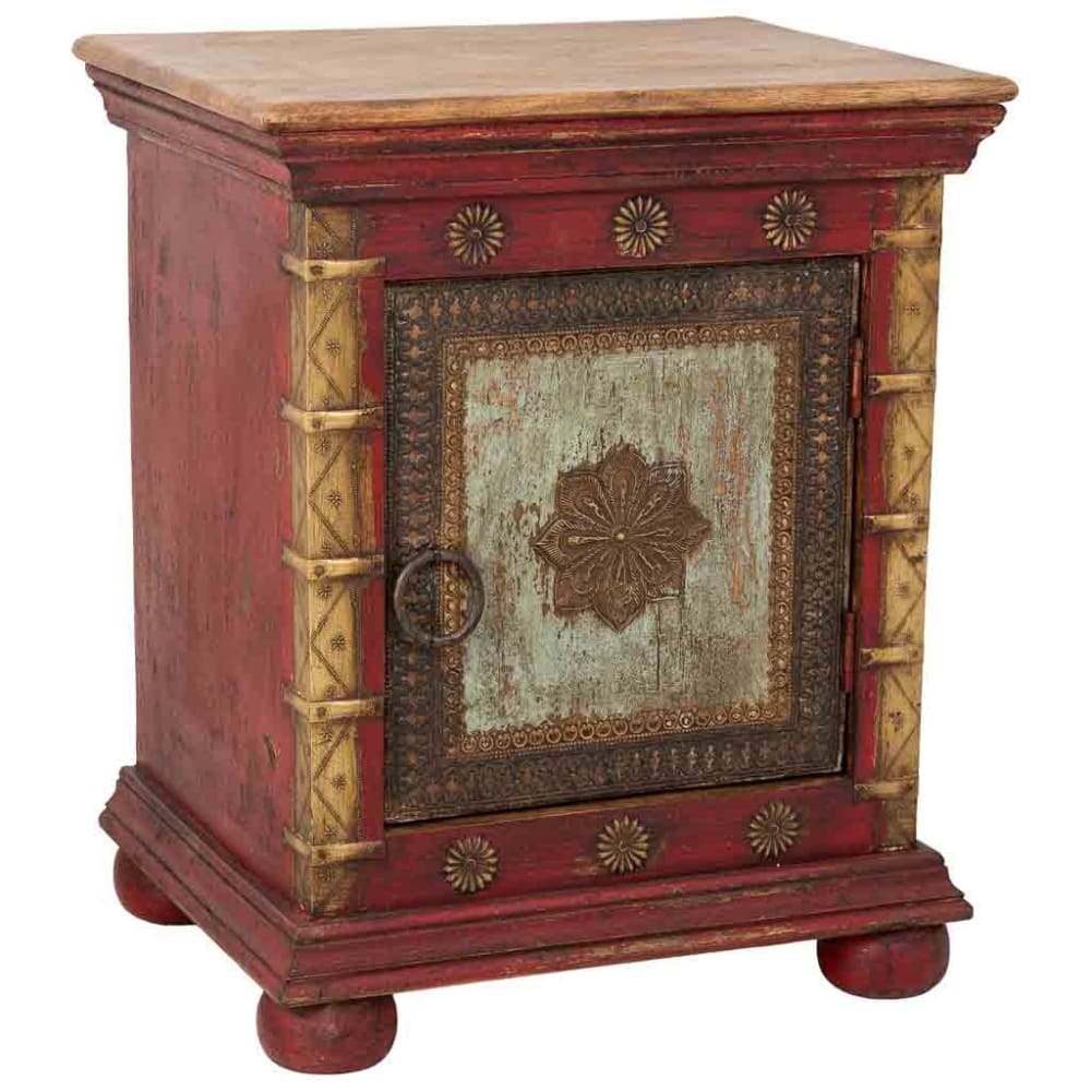Table de chevet en bois rouge 50x40x59
