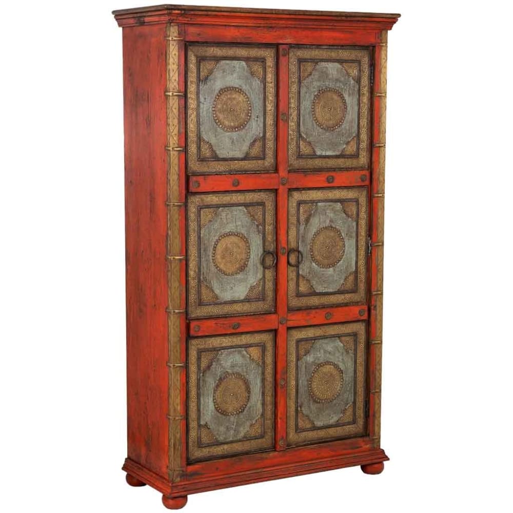 Armoire en bois sculpté rouge 102x44x183