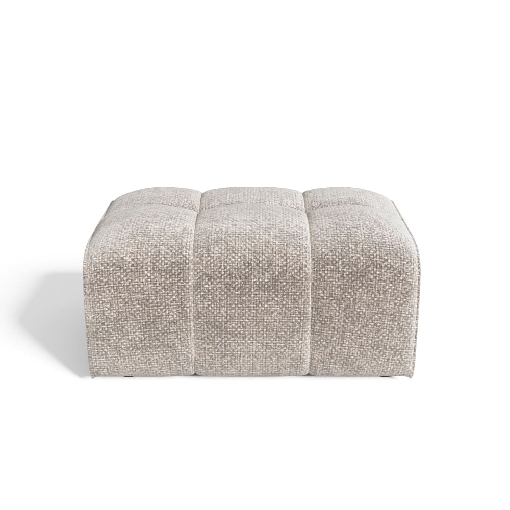 Pouf en velours chenillé beige Pouf en velours chenillé beige