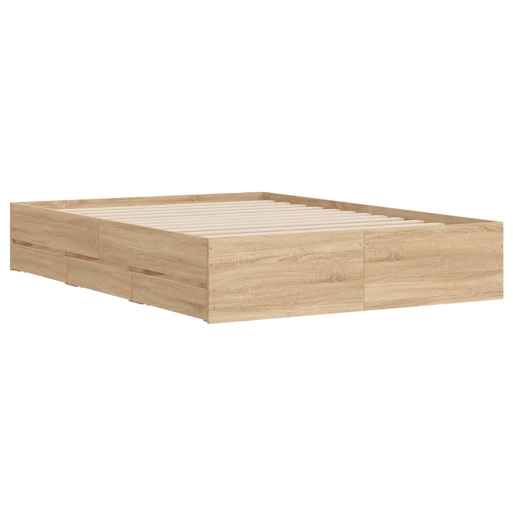 Lit double sans matelas bois beige 120x190 cm