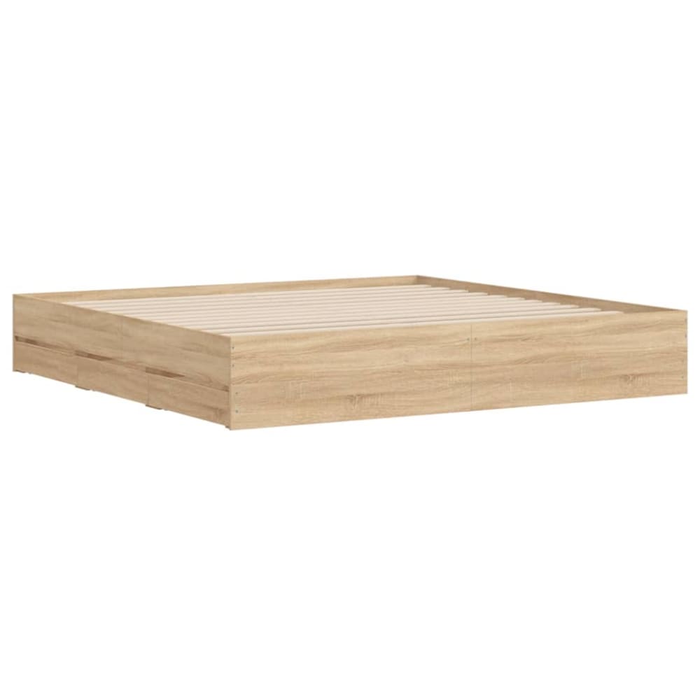 Lit double sans matelas bois beige 180x200 cm