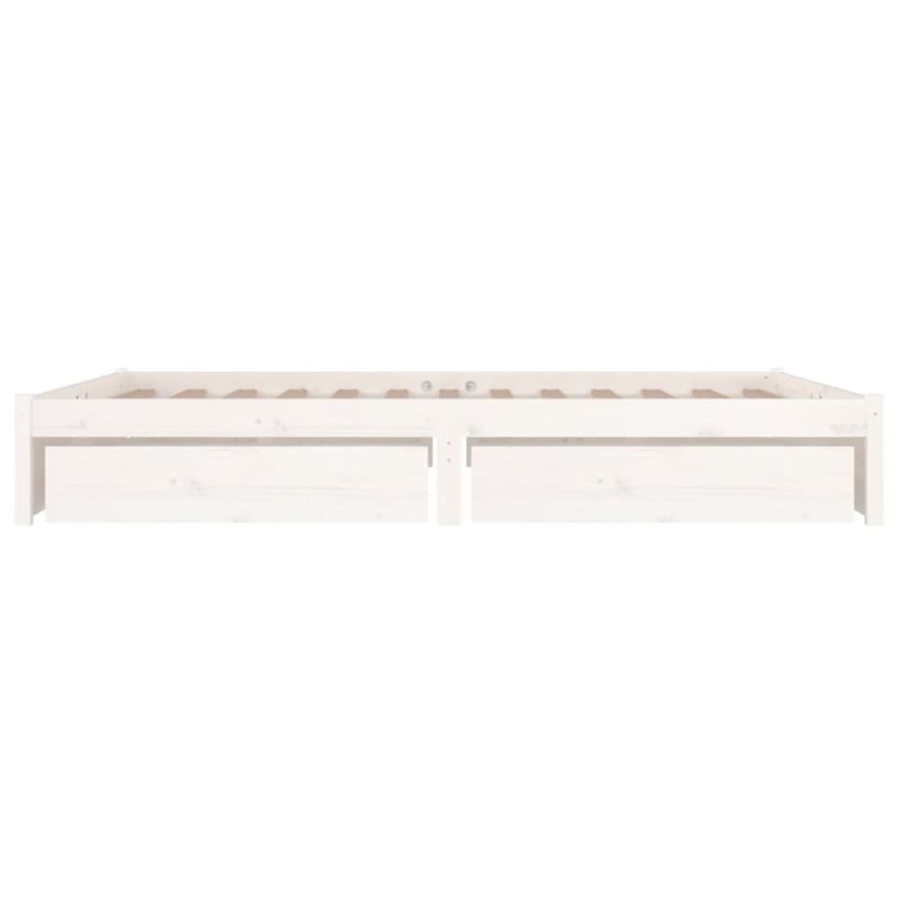 Lit double sans matelas bois blanc 120x200 cm