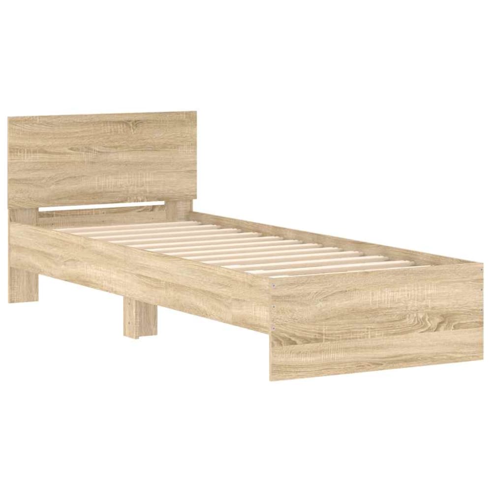 Lit simple sans matelas bois beige 90x190 cm