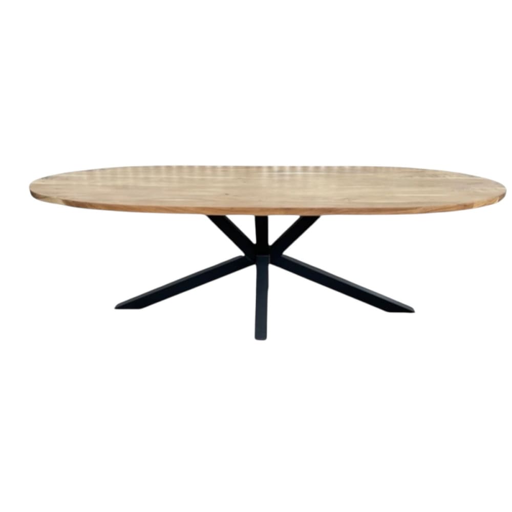 Table de repas ovale en bois massif et acier