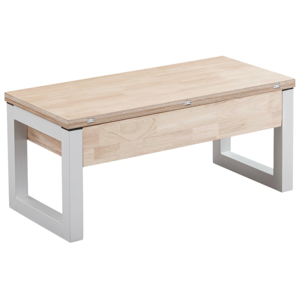 Mathi Design Hochklappbarer Couchtisch Holz und Stahl L110 cm style modern Weiß Holz