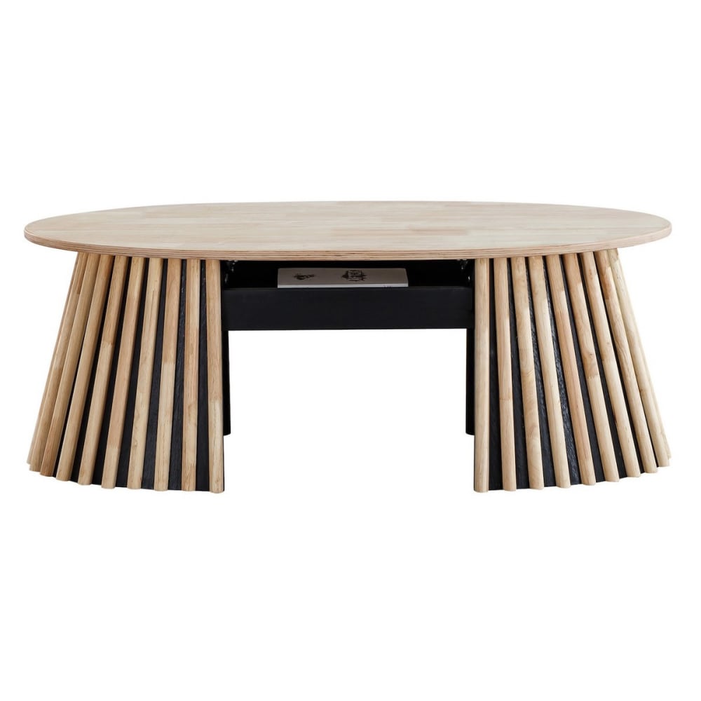 mesa de centro ovalada elevable de madera l120 cm