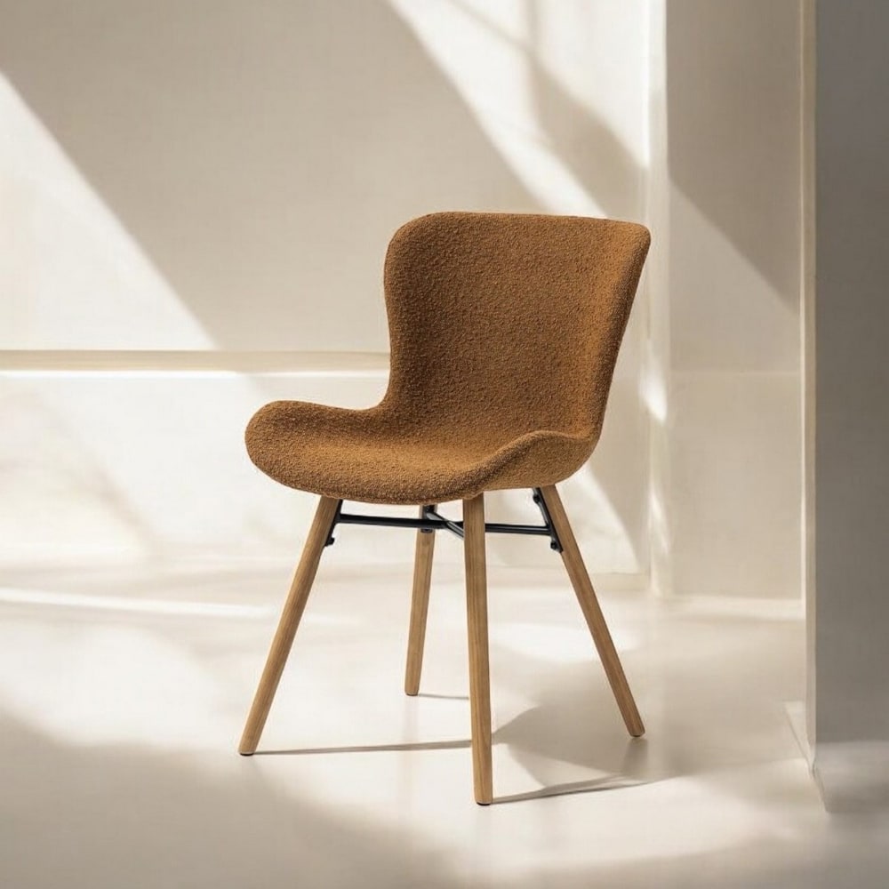 2er Set Esszimmerstühle Bouclé mit Holzbeinen - Maisons Du Monde