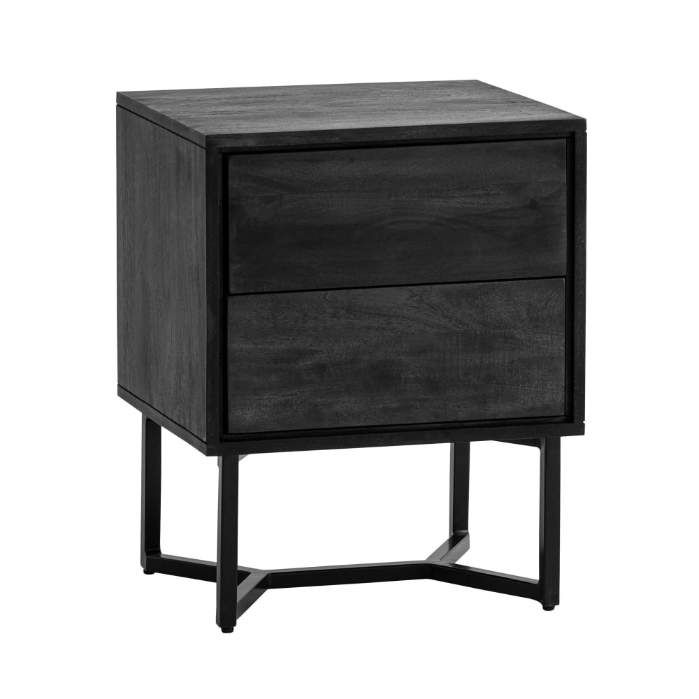 FineBuy Nachtkonsole aus Massivholz, schwarz style modern - -