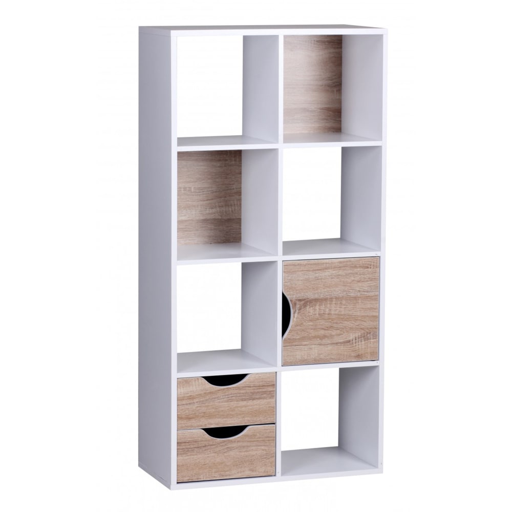 FineBuy Standregal mit 2 Schubladen aus Spamplatte, Weiß style modern Weiß Spanplatte