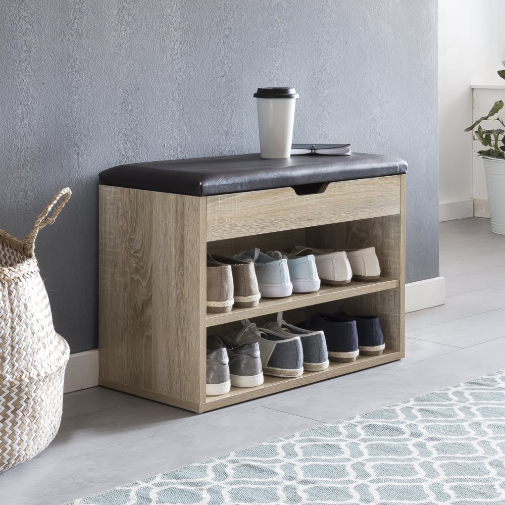 Schuhbank mit 3 Fächern aus Spanplatte, Braun - Maisons Du Monde