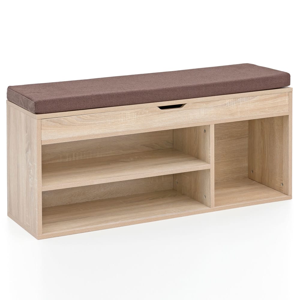 Banc à chaussures à 4 compartiments en aggloméré, marron Banc à chaussures à 4 compartiments en aggloméré, marron