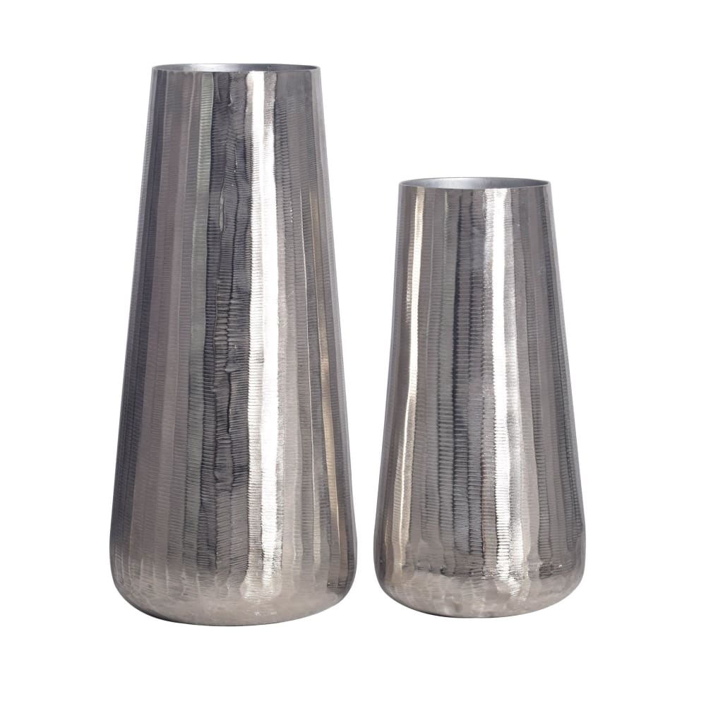 FineBuy Vase 2er Set aus Aluminium, silber style modern - Aluminium
