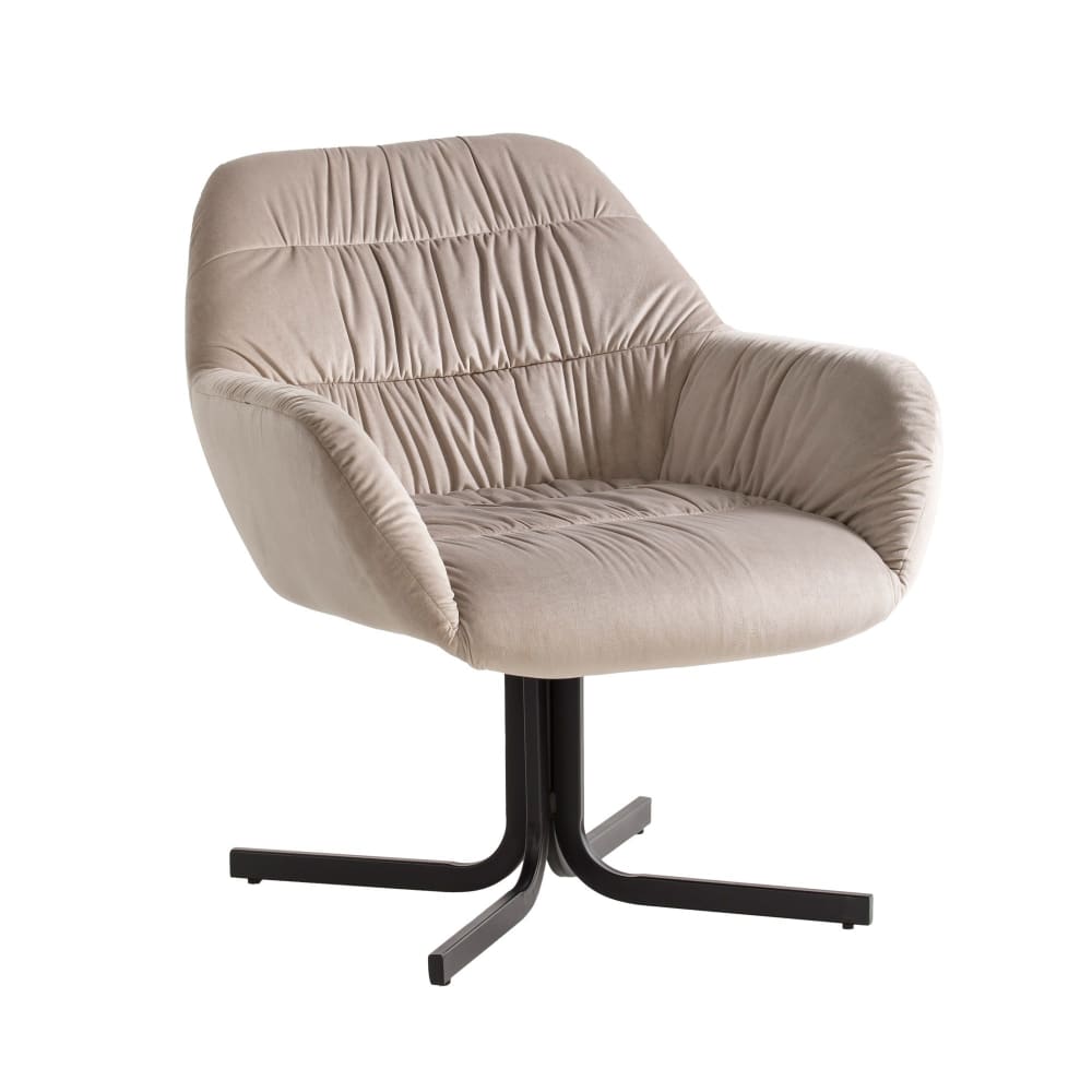 Loungesessel Aus Samt, Beige