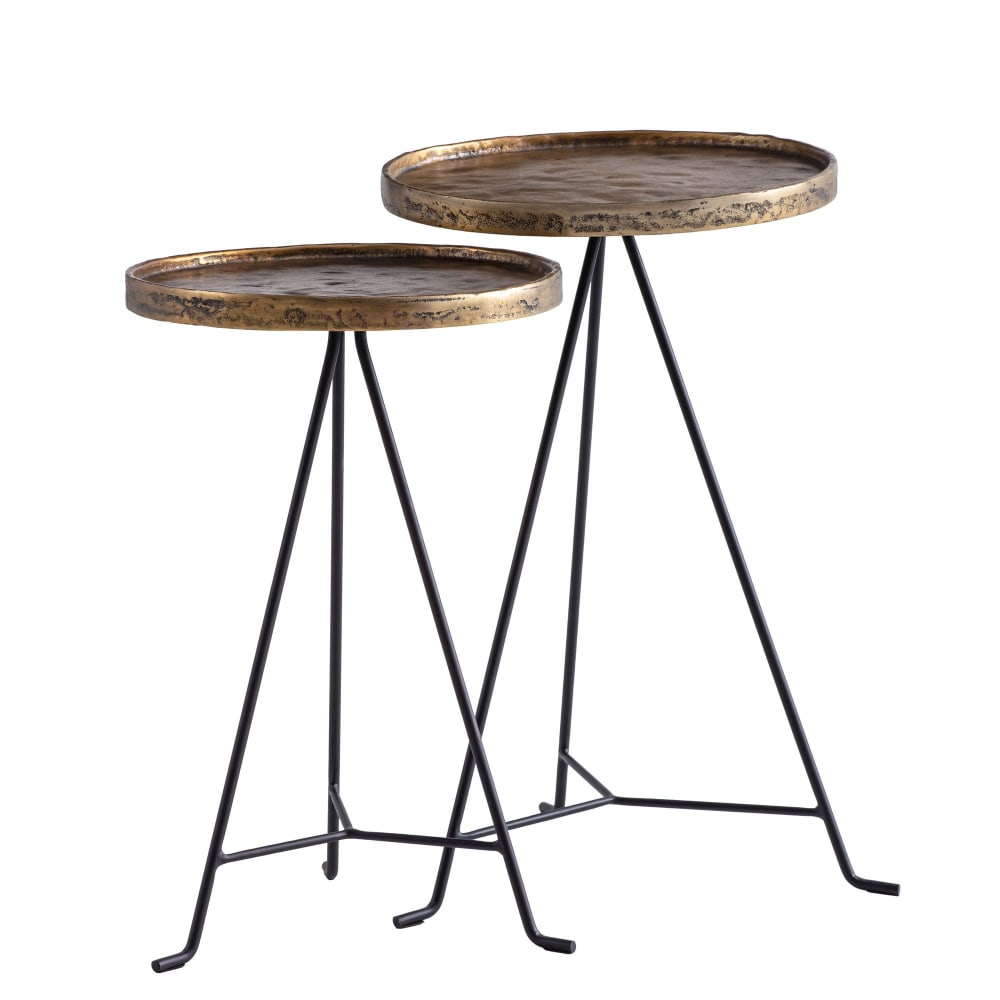Table gigogne en métal, doré