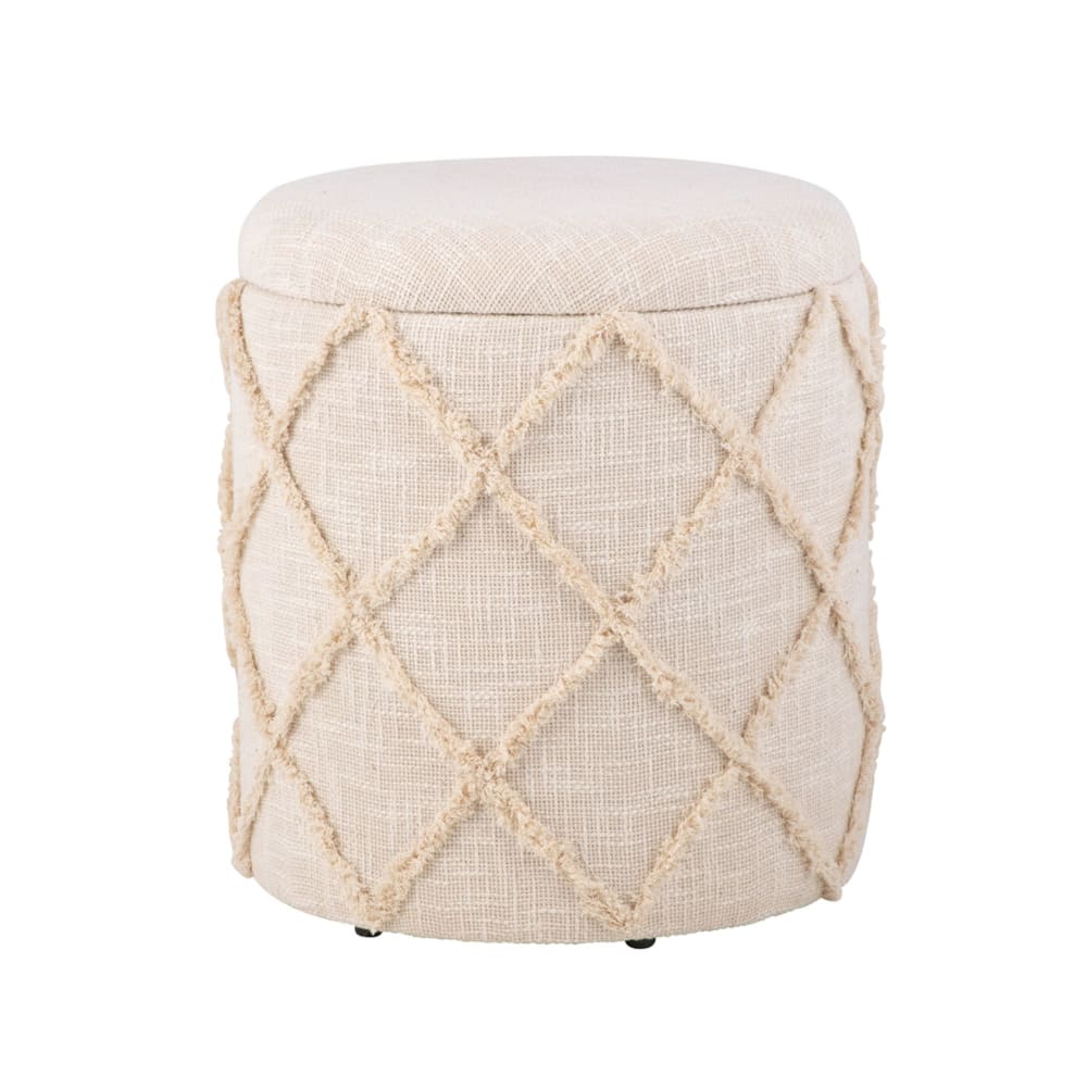 Tabouret 40 cm en tissu, crème