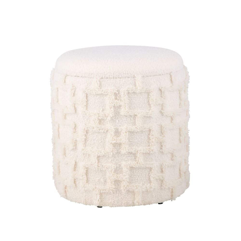 Tabouret 40 cm en tissu, crème