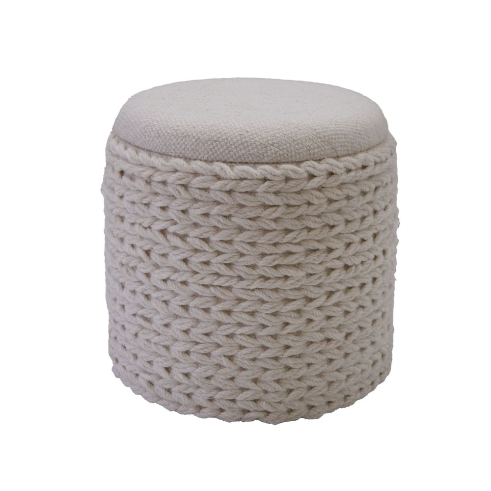 Tabouret 40 cm en laine, crème