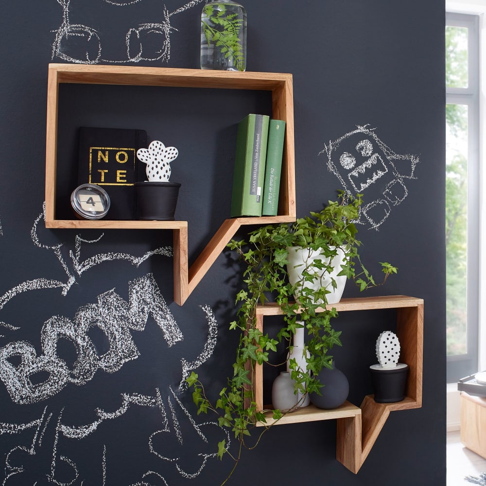 Étagère murale bulles bd en bois d'acacia, marron