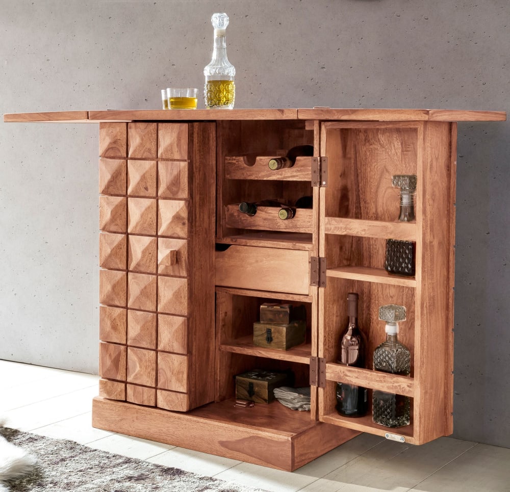 Hausbar ausklappbat aus Akazie, Braun - Maisons Du Monde