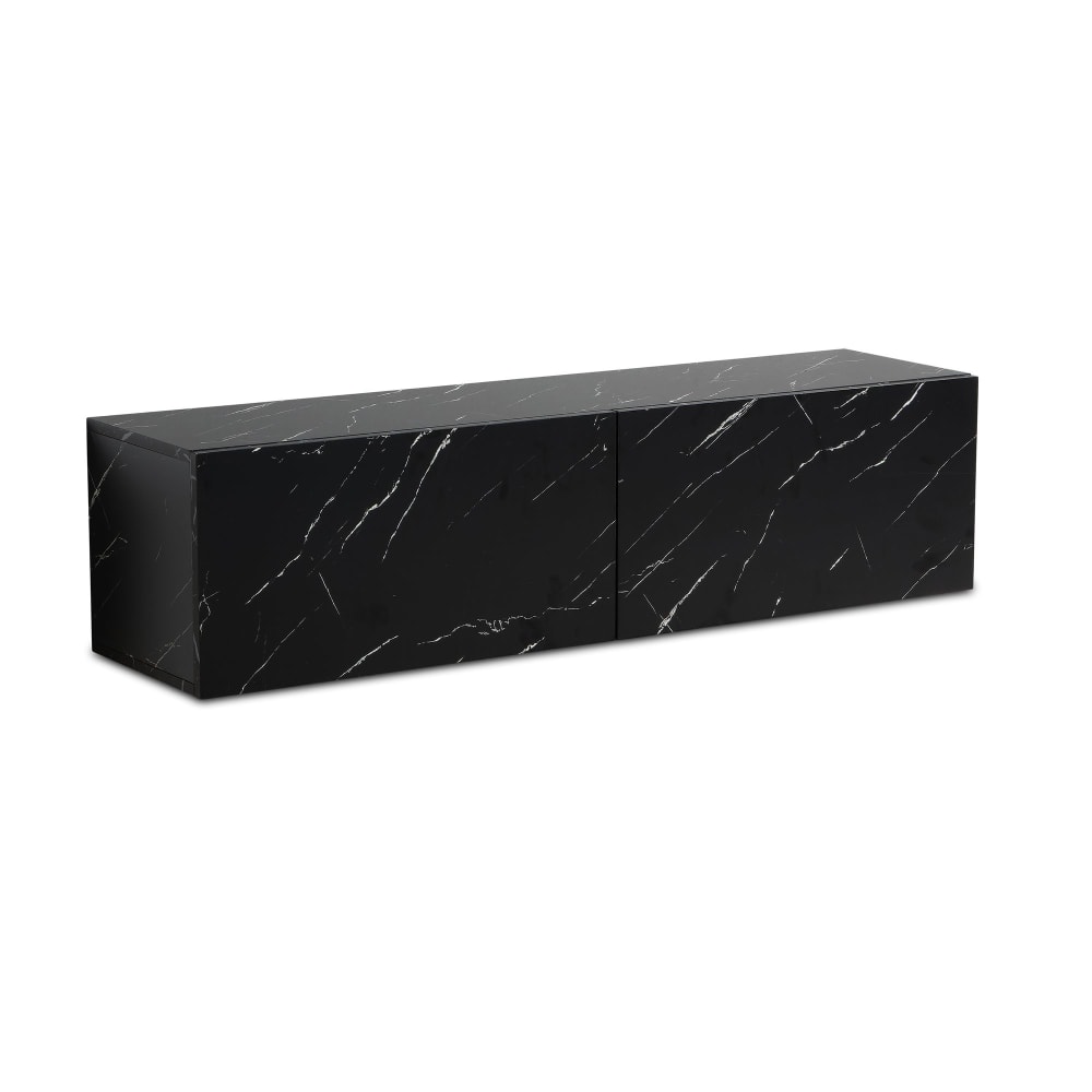 Meuble tv bas avec portes en mdf, noir