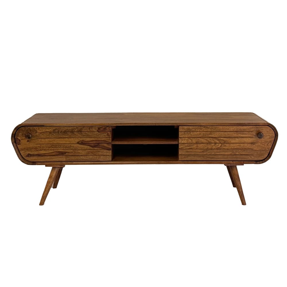 Meuble tv bas 160 cm en bois massif, marron Meuble tv bas 160 cm en bois massif, marron
