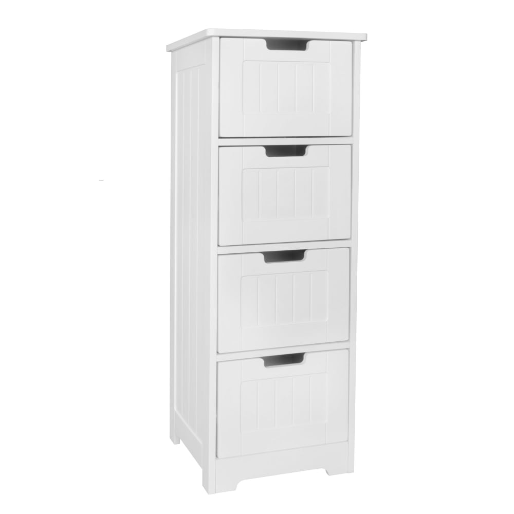 Étagère de salle de bain à 4 tiroirs en mdf, blanc