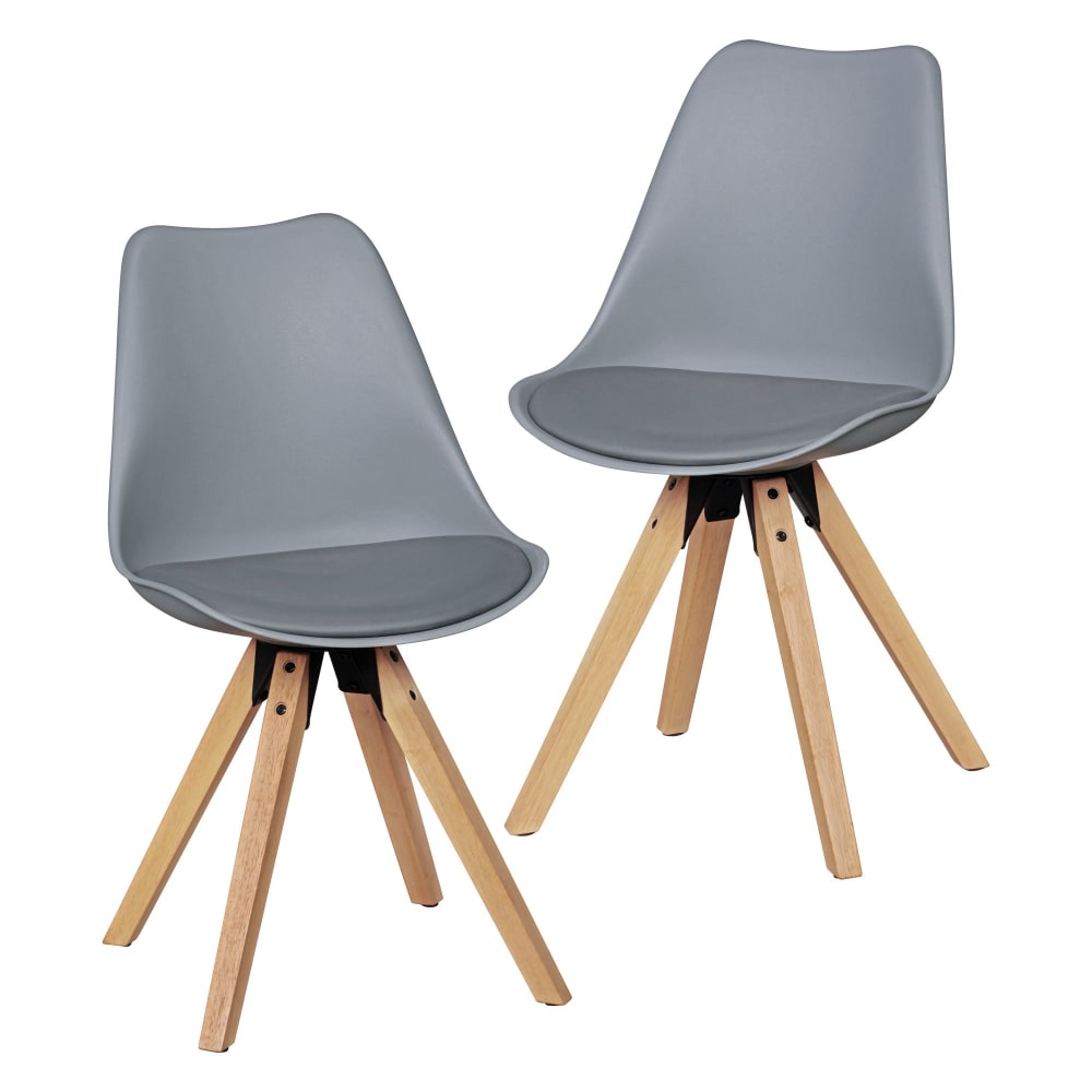 FineBuy 2er Set Esszimmerstuhl skandinavisch aus Kunstleder, Grau style modern Grau Pvc - Polyvinlychlorid