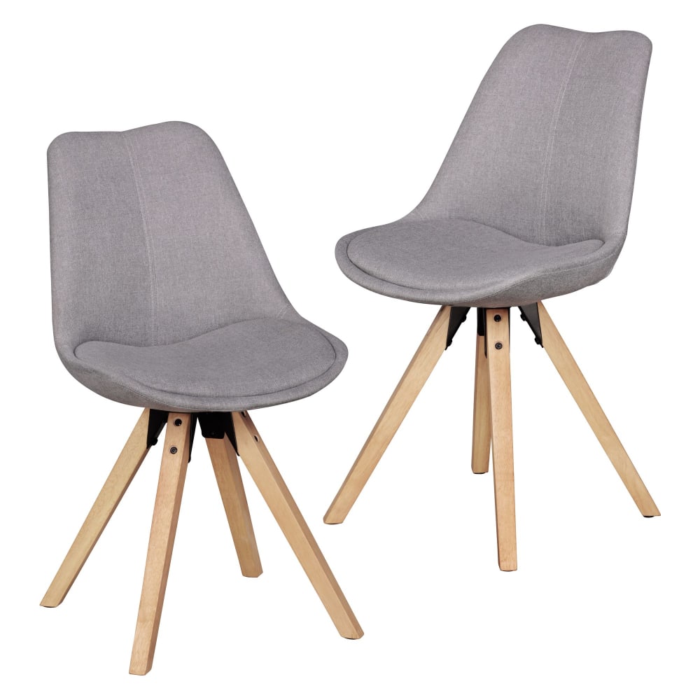 FineBuy 2er Set Esszimmerstuhl skandinavisch aus Stoff, Grau style modern Grau Stoff