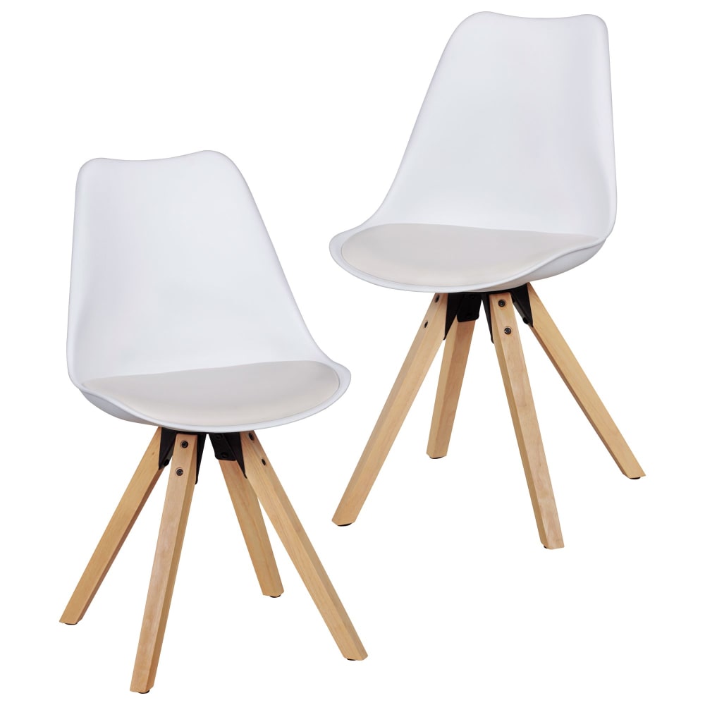 Lot de 2 chaises scandinaves en similicuir, blanc Lot de 2 chaises scandinaves en similicuir, blanc