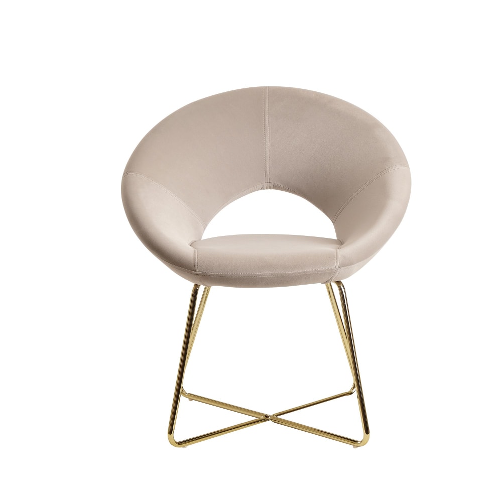 FineBuy Esszimmerstuhl gepolstert aus Samtstoff, Beige style modern Beige Samt