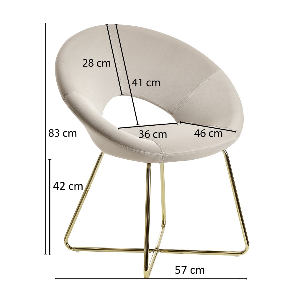 Esszimmerstuhl gepolstert aus Samtstoff, Beige - Maisons Du Monde