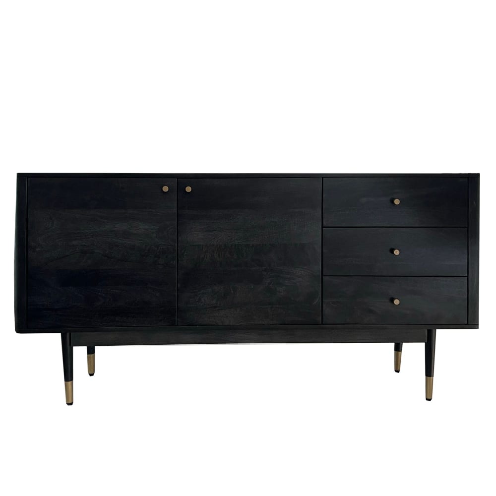 Buffet 160 cm en bois massif, noir Buffet 160 cm en bois massif, noir