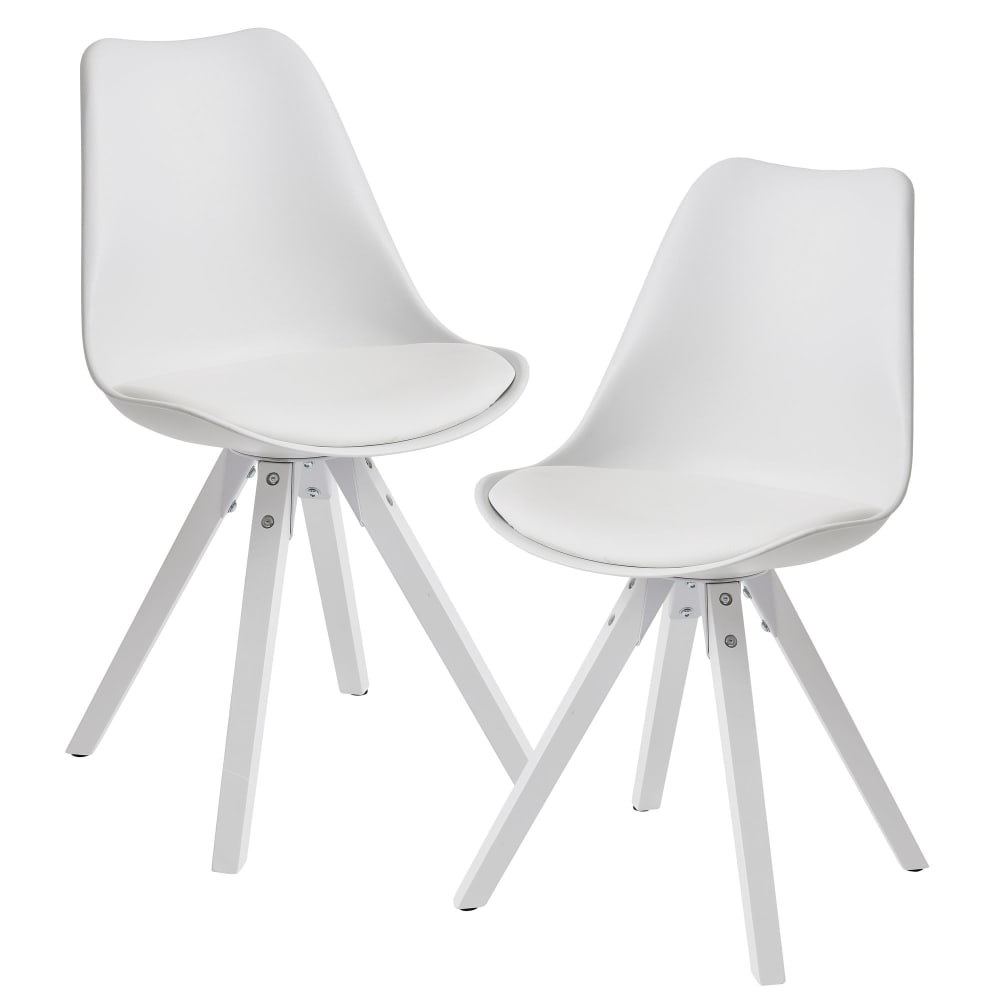 Lot de 2 chaises design scandinave en similicuir, blanc Lot de 2 chaises design scandinave en similicuir, blanc