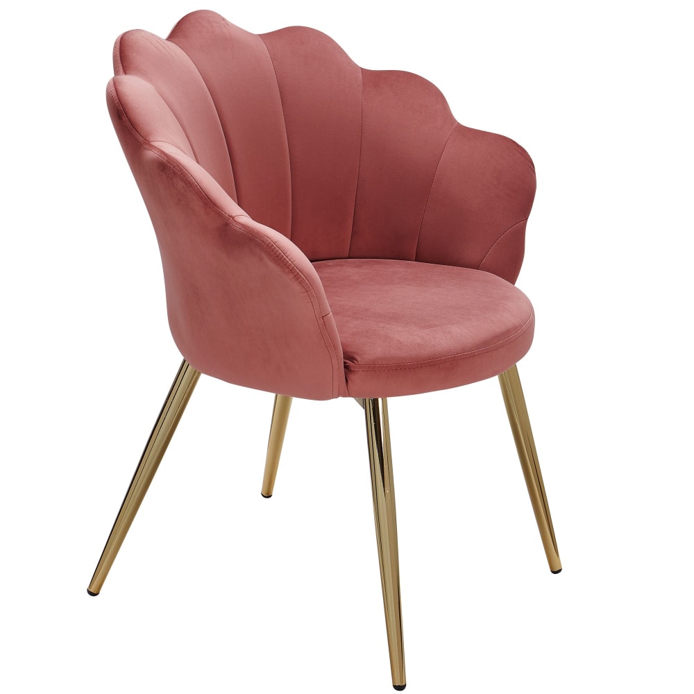 Chaise de salle à manger rembourrée en velours, rose