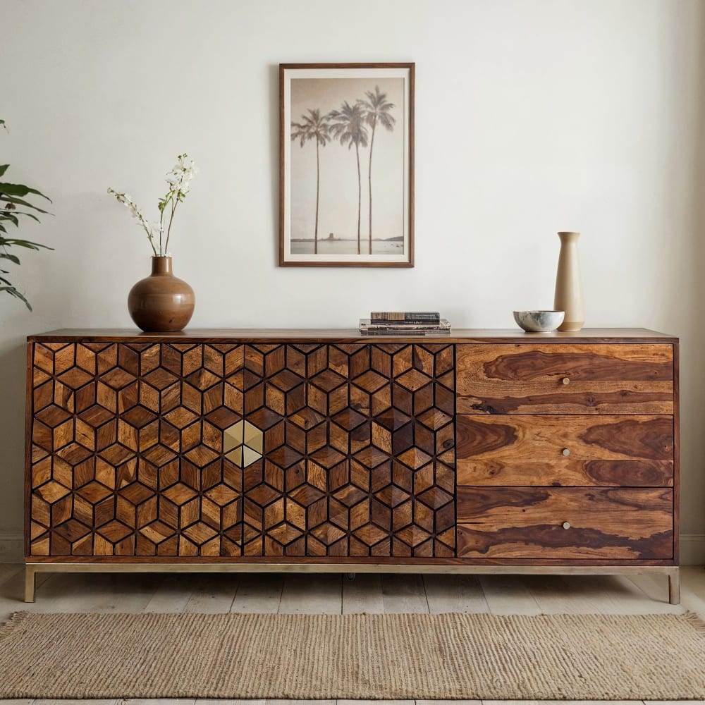 Sideboard mit Türen & Schubladen Massivholz, 180 cm braun -