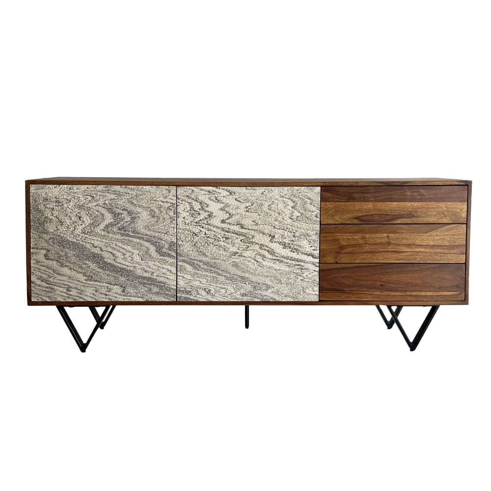 Buffet 175 cm en bois massif, marron