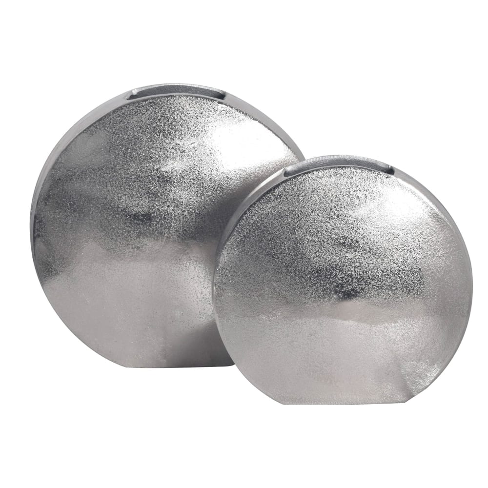 FineBuy 2er Set Vasen aus Aluminium style modern Silber Aluminium