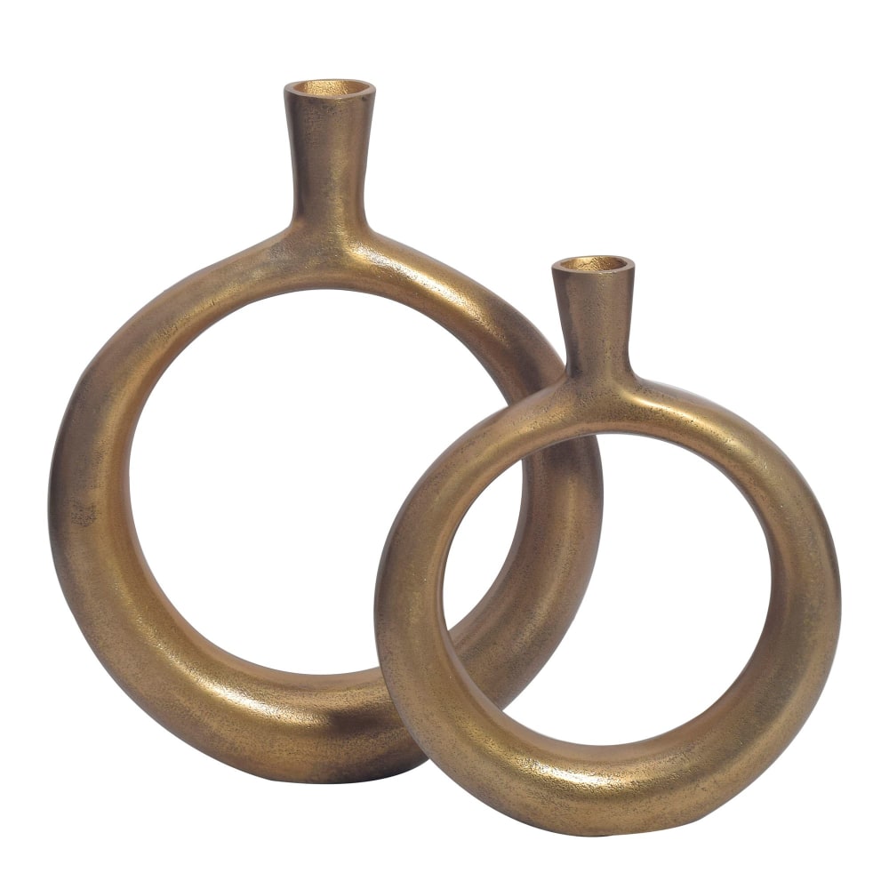 FineBuy 2er Set Tischvasen aus Aluminium, gold style modern - Aluminium