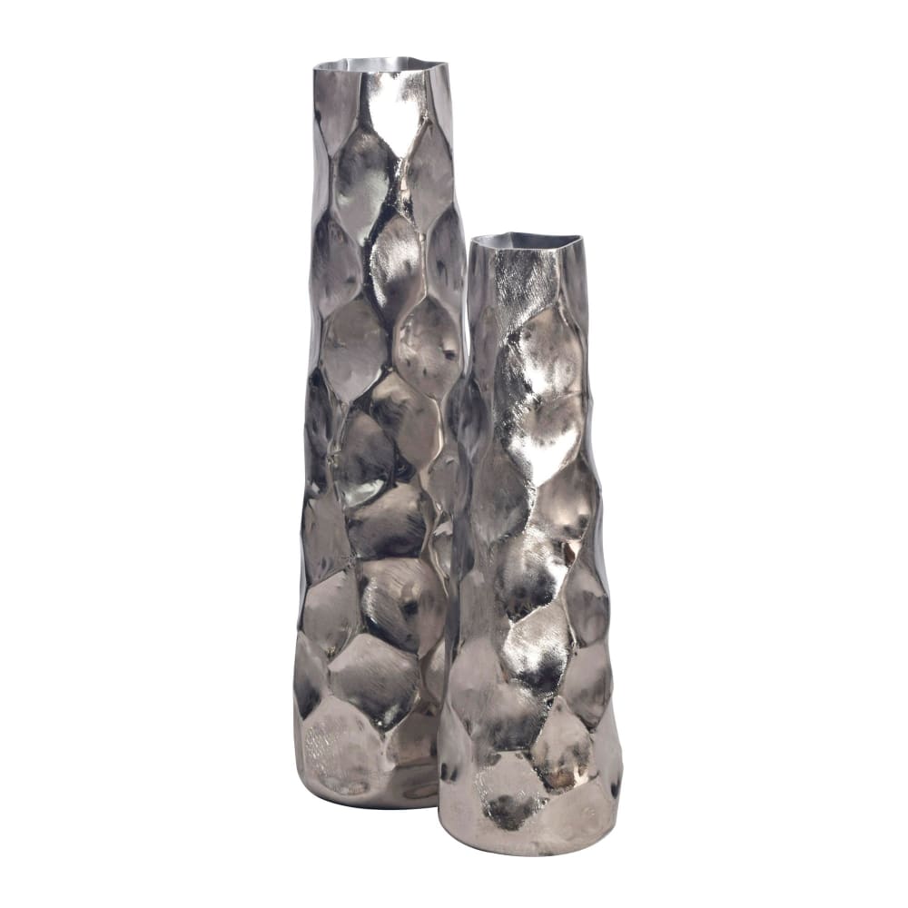 FineBuy Vase 2er Set aus Aluminium, silber style modern - Aluminium