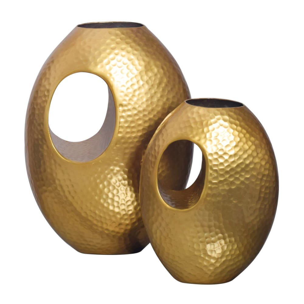 FineBuy Vase 2er Set aus Aluminium, gold style modern - Aluminium